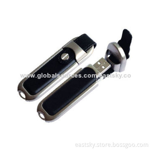 Leather Promotional USB Drive, Logo Imprinting and Advertisement Data Preloading are Welcome
